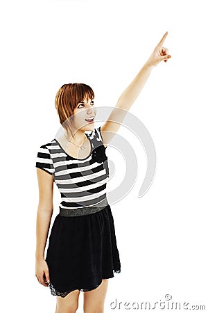 Picture of teenage girl pointing her finger Stock Photo