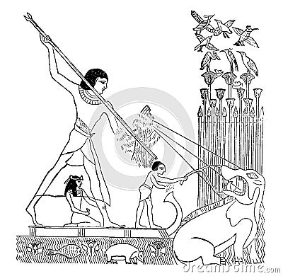Egyptian hunting vintage illustration Vector Illustration