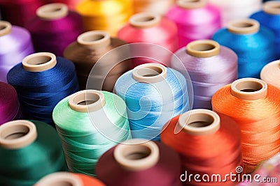 picture of thread spools in various shades Stock Photo