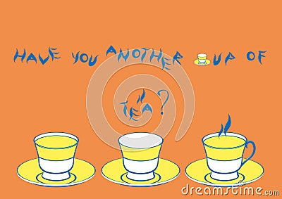 Picture with three cups Vector Illustration