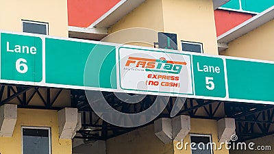 Toll plaza on a national highway with Fastag payment option Editorial Stock Photo