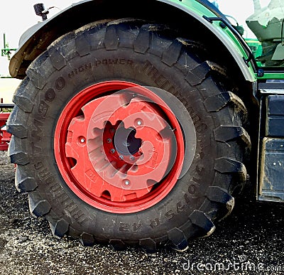 Picture of a tractor Wheel and Tire Editorial Stock Photo