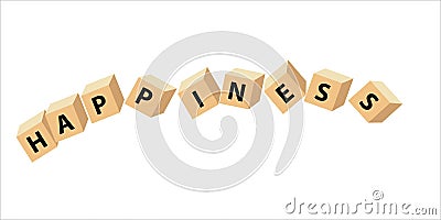 A picture of vector blocks happiness fun fact on white background. Vector Illustration