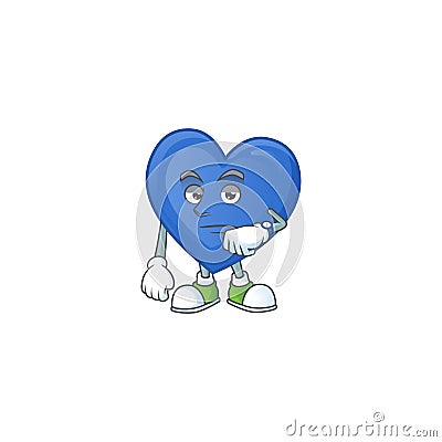 Picture of waiting blue love on cartoon mascot style design Vector Illustration