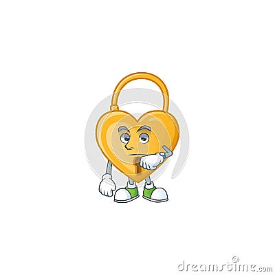 Picture of waiting love padlock on cartoon mascot style design Vector Illustration