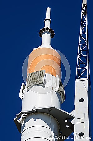 The main part of the Soyuz rocket. The Samara Space Museum Editorial Stock Photo