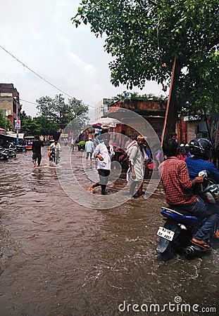 Water Logged Street Editorial Stock Photo