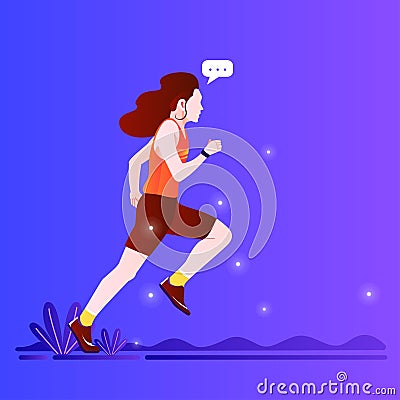 Running Woman Flat Design Vector Illustration Vector Illustration