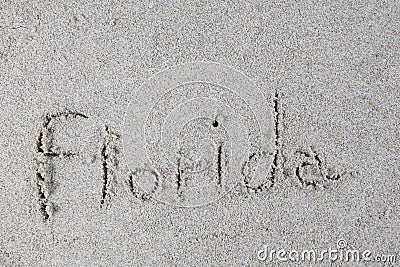 Florida writing in the sand Stock Photo