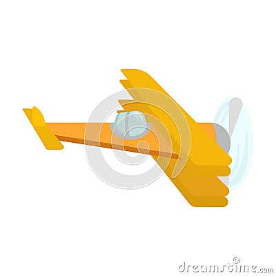 Picture of an yellow retro airplane with a propeller. Freedom, fly Vector Illustration