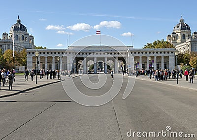 Auseres Burgtor Gate or Heldentor, Hofburg Palace, Vienna, Austria Editorial Stock Photo