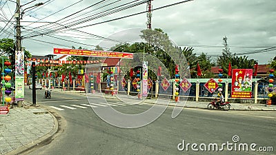 Banner celebrating 89th Anniversary of the Communist Party in Vietnam Editorial Stock Photo