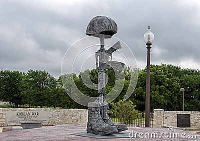 Battlefield Cross Statue at the Veteran`s Memorial Park, Ennis, Texas Editorial Stock Photo