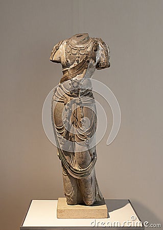 Bodhisattva Torso on display in the Kimbell Museum of Art in Fort Worth, Texas. Editorial Stock Photo