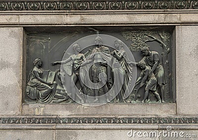 Bronze bas-relief representing Agriculture, Equestrian statue of Emperor Joseph II, Josefsplatz, Vienna, Austria Editorial Stock Photo