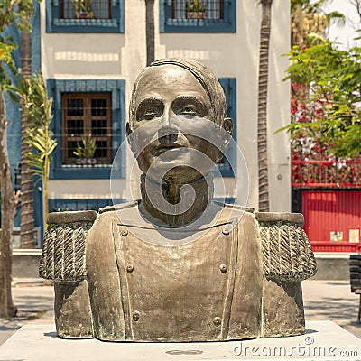 Bronze memorial bust of Lieutenant José Antonio Mijares in Plaza Mijares in San Jose del Cabo. Editorial Stock Photo