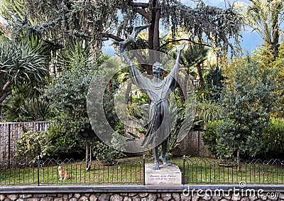 Statue of Saint Francis of Assisi by renowned sculptor Alfiero Nena, Sorrento Editorial Stock Photo