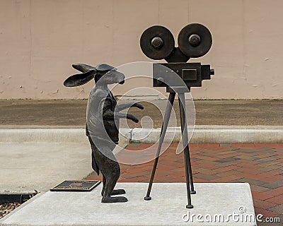 `A Hare`s Sequence: Route 66` by artist Christopher Novinski installed December, 2020, in Lewisville, Texas. Editorial Stock Photo