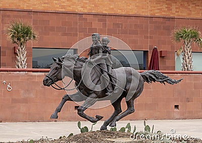 `Courageous Young Cowgirls` by artist Sherry Wolfenbarger Cagan in 2020 in Fort Worth, Texas. Editorial Stock Photo