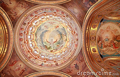 Pictured ceiling near arch inside Cathedral Editorial Stock Photo