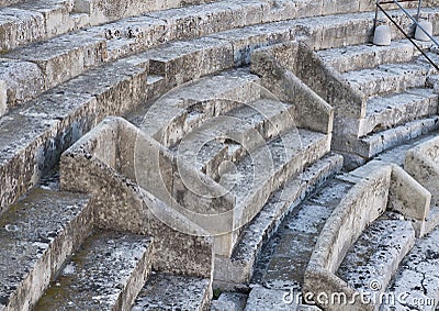 Closeup view, Roman amphitheatre, Piazza Sant`Oronzo, Lecce, Italy Stock Photo