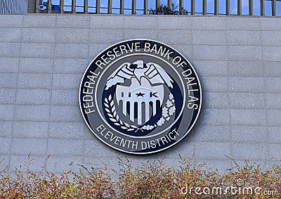 The emblem of the Federal Reserve Bank of Dallas, eleventh district. Editorial Stock Photo