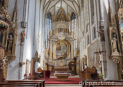 Interior Saint Vitus Cathedral, Cesky Krumlov, Czech Republic Editorial Stock Photo