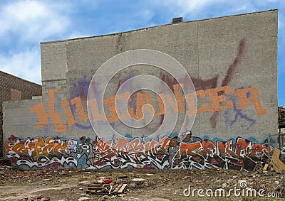 Killcancer graffiti art, South Philadelphia, Pennsylvania Editorial Stock Photo