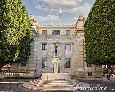 Mercury Fountain in front of the Bank of Spain in Plaza de San Francisco in Seville. Editorial Stock Photo