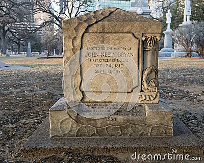 Monument to John Neely Bryan, First Citizen of Dallas Editorial Stock Photo