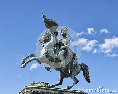 Statue of Archduke Charles on the Heldensplatz in Vienna, Austria Stock Photo
