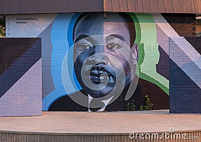 Doctor Martin Luther King Jr. Mural at the Martin Luther King Community Center in South Dallas, Texas. Editorial Stock Photo