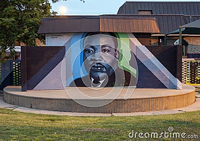 Doctor Martin Luther King Jr. Mural at the Martin Luther King Community Center in South Dallas, Texas. Editorial Stock Photo