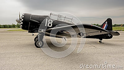North American Aviation T-6 Texan at South Grand Lake Regional Airport, Oklahoma, on July 4th, 2023. Editorial Stock Photo