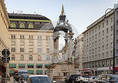 Nuptial Fountain, Hoher Market Square, Vienna, Austria Editorial Stock Photo