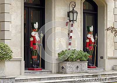 Nutcracker Solidiers standing guard protecting a house in Dallas, Texas Stock Photo