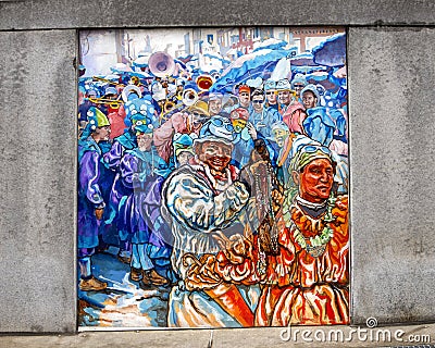 Unifying the Cultures of Neighborhood in Philadelphia, mural by Joseph and Gabriele Tiberino Editorial Stock Photo