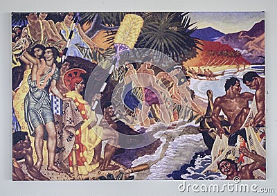 Artistic Hawaiian Cruise Line Menu Covers by Eugene Savage in 1938. Editorial Stock Photo