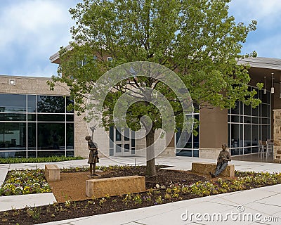 `Quiet Moment` by James Haire in 2020, part of the public art collection of the City of Frisco, Texas. Editorial Stock Photo