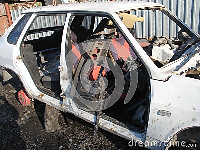 car crash accident on street, damaged automobiles after collision in city Stock Photo