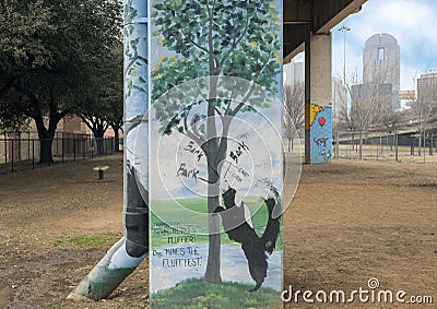 Pooch-themed art in Bark Park Central, Deep Ellum, Texas Editorial Stock Photo