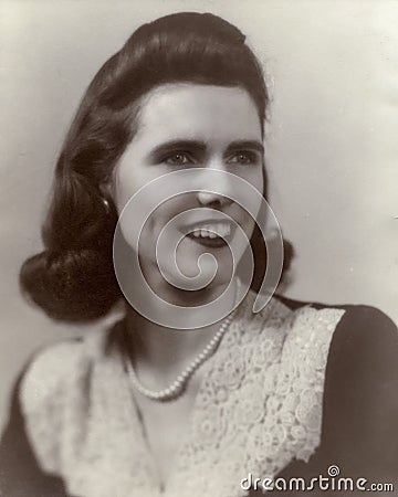 Portrait of a nineteen year-old beautiful young woman in 1943. Stock Photo