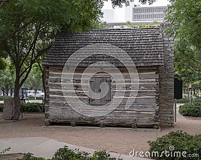 John Neely Bryan`s Log Cabin, Dallas, Texas Editorial Stock Photo