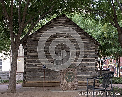 John Neely Bryan`s Log Cabin, Dallas, Texas Editorial Stock Photo