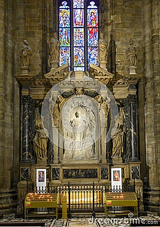 Sacred Heart Altar inside the Milan Cathedral, the cathedral church of Milan, Lombardy, Italy. Editorial Stock Photo