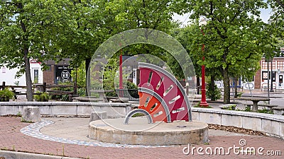 `Seventh` by Art Garcia, public art in the Bishop Arts District of Dallas, Texas. Editorial Stock Photo
