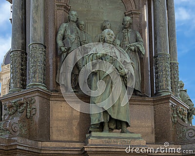 Van Swieten and others representing the theme `Arts and Science`, Empress Maria Theresa Monument, Vienna, Austria Stock Photo