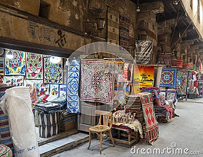 Street of the Tentmakers in Cairo, Egypt. Editorial Stock Photo