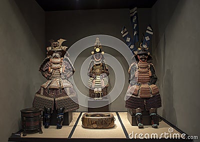 Ancient Samurai armor suits, Dallas, Texas Editorial Stock Photo