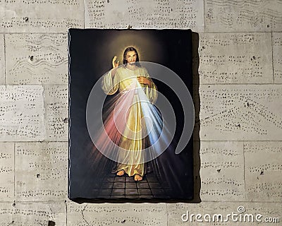 Art piece featuring the Holy Savior Church in Castellina in Chianti, Italy. Editorial Stock Photo